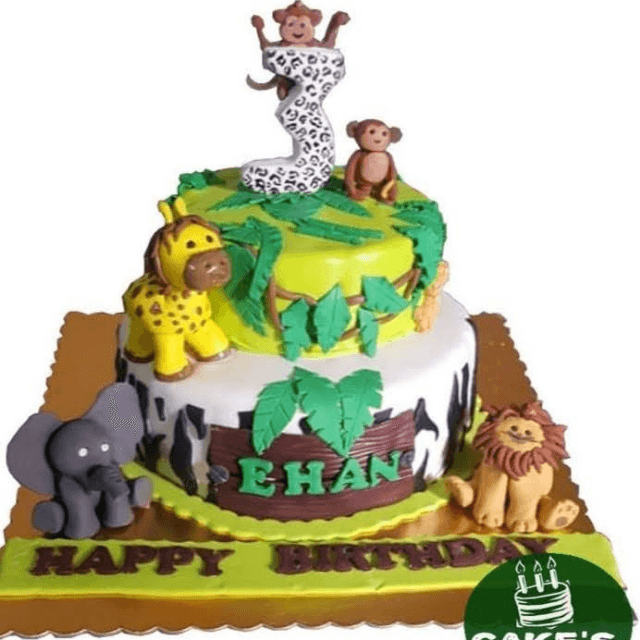 Jungle Animals Theme Cake