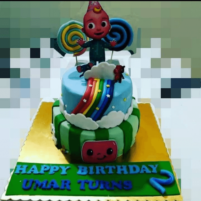 Rainbow Melon Two Tier Birthday Cake