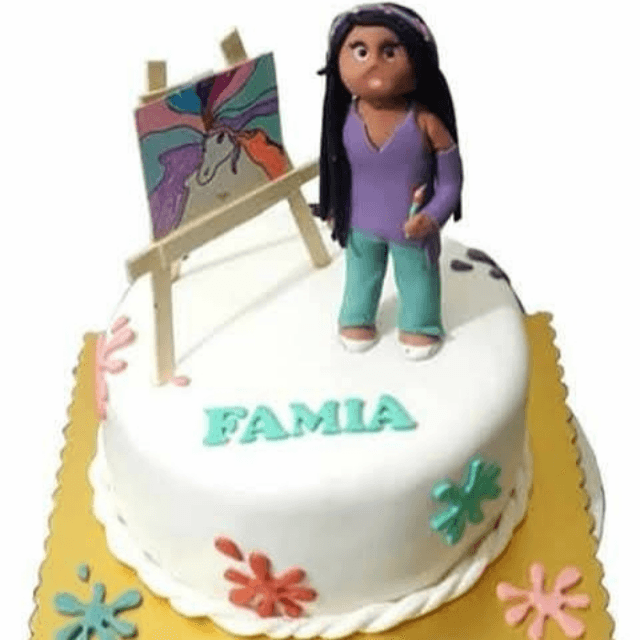 Painting Girl Theme Cake